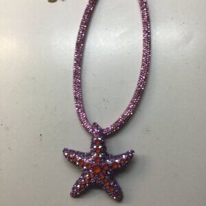 Betsey Johnson New Lavender and Red Starfish Necklace